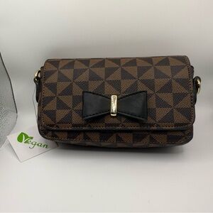 Elegant Vegan Brown and Black Bow Bag